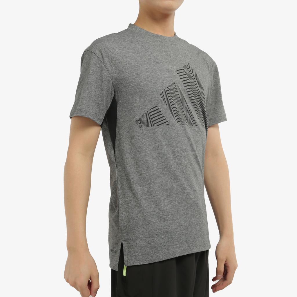 Adidas Three-Bar Logo Print Short Sleeve T-Shirt Men Tops Black GR7070