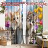 2pcs, 2D FLAT PRINTING Curtains (Without Rod) Colorful Cats(1) Halloween Festival Popular Curtains&Drapes Polyester Curtains