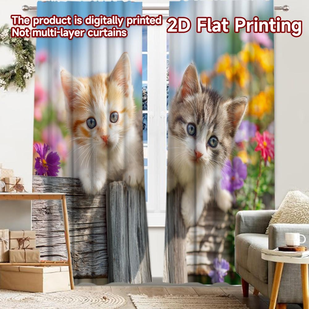 

2pcs, 2D FLAT PRINTING Curtains (Without Rod) Colorful Cats(1) Halloween Festival Popular Curtains&Drapes Polyester Curtains 52.50 × 116.00 cm 2 pcs