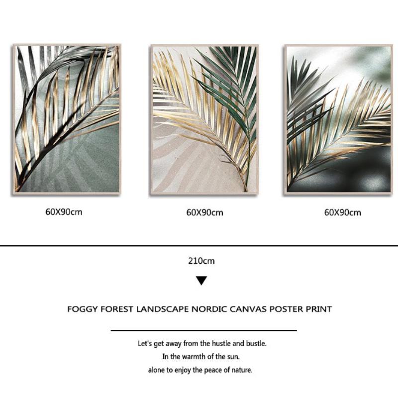 Golden Palm Leaf Plant Canvas Print Botanical Nordic Wall Art Posters Home Decor Golden Palm Leaf Plant Canvas Print Botanical Nordic Wall Art Posters Home Decor