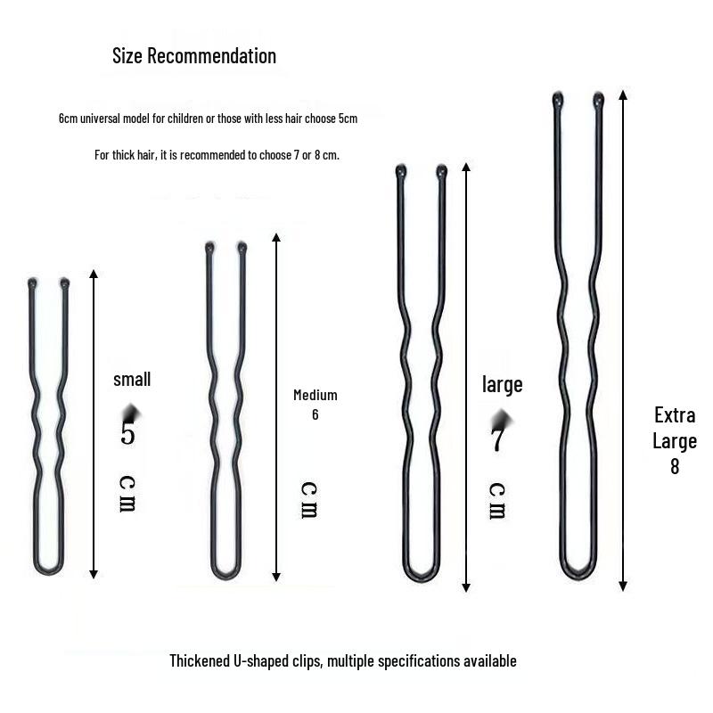 Black Thickened U-Shaped Hair Bun Clip for Women Thickened U-Shaped Clip 5cm (50 pcs/bag)
