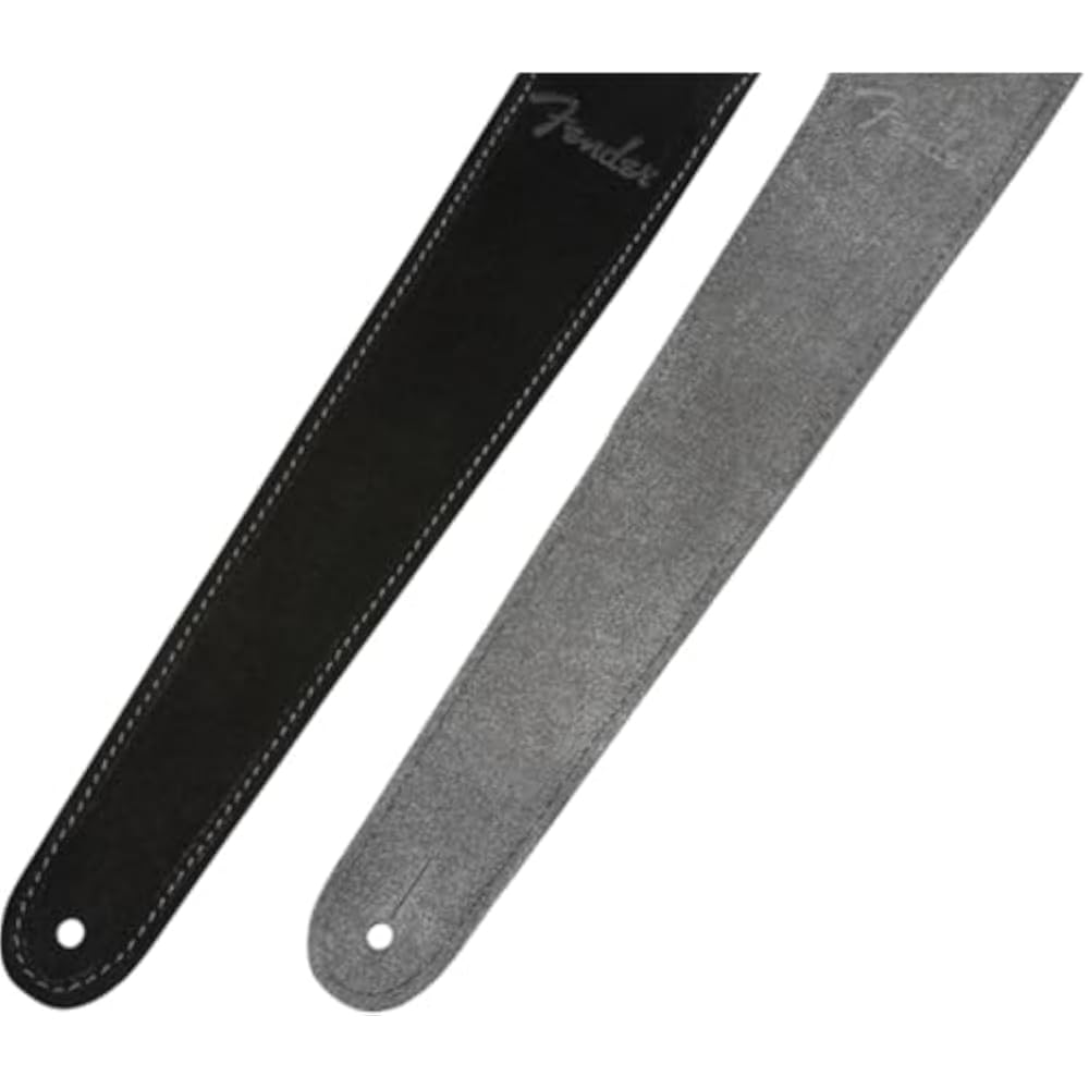 Fender Strap 2” Suede Strap, Black/Gray, Reversible