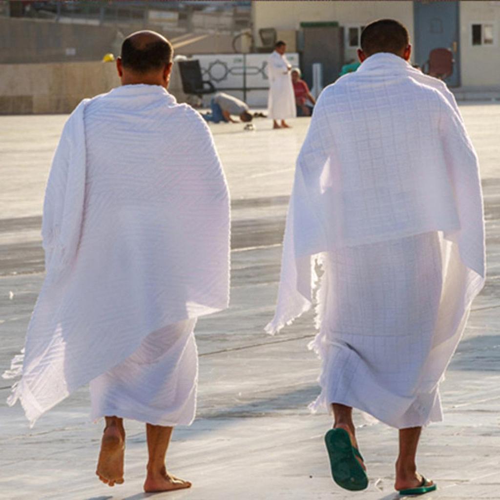 Mecca Ihram Hajj Men's Garment: Middle Eastern Solid Color Two-Piece Set