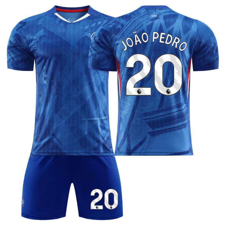 

2025-2026 Chelsea Home Kids Football Kit No.10 Palmer No.20 Pedro No.8 Enzo XL