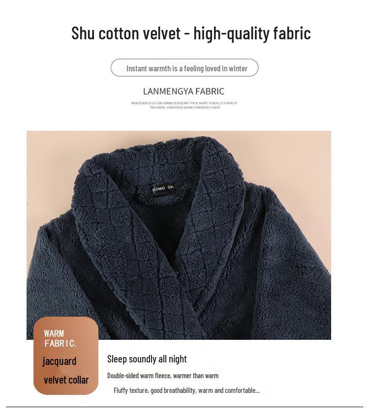Herren- und Damen-Winter-Flanell-Langmantel-Pyjama - Beidseitiger Korallenfleece, Knöchellang
