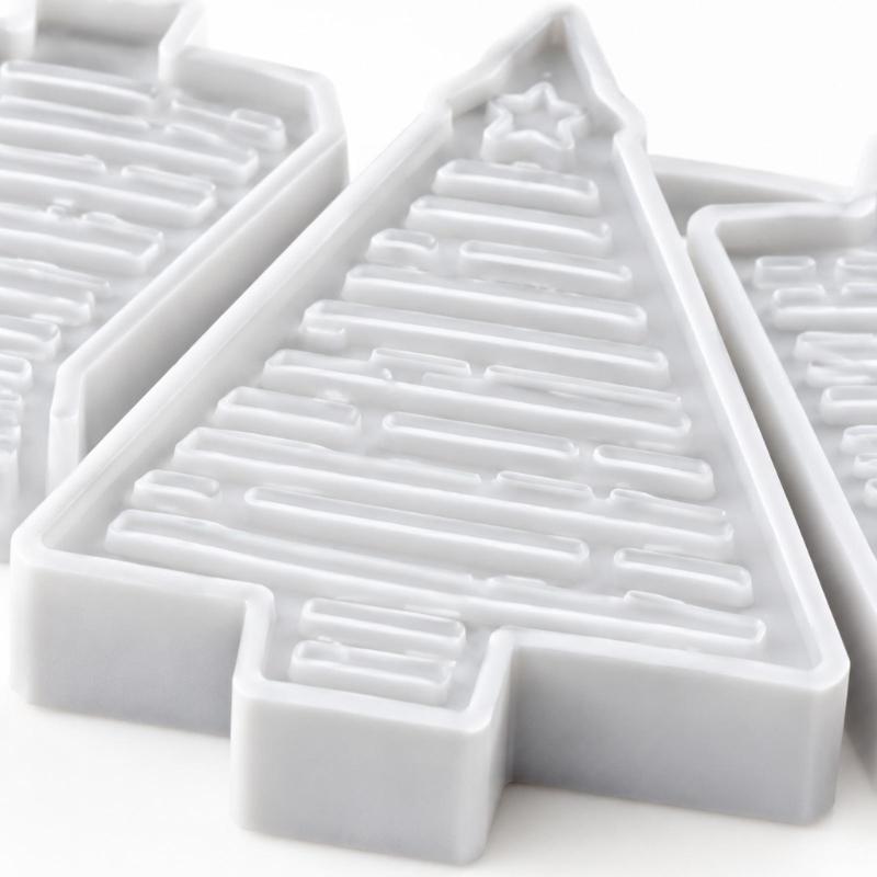 3-Cavity Holiday Tree Shape Casting Mould for Scented Candle Casting, Soap Making Decorative Gypsum Figures
