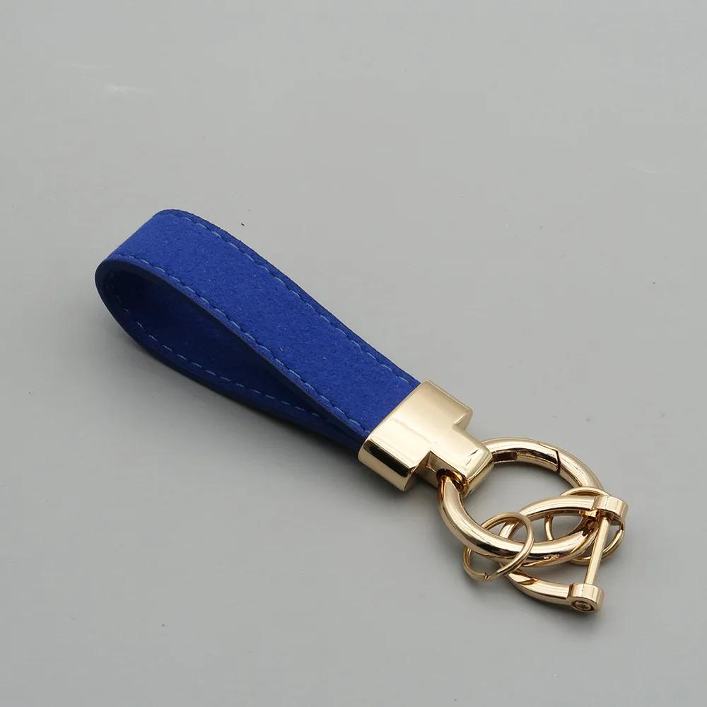 Laser Custom Logo Keyring Box Set Gift Personalized Name Number T Buckle Suede Leather Keychain Bag Car Key Chain Men’s Women‘s