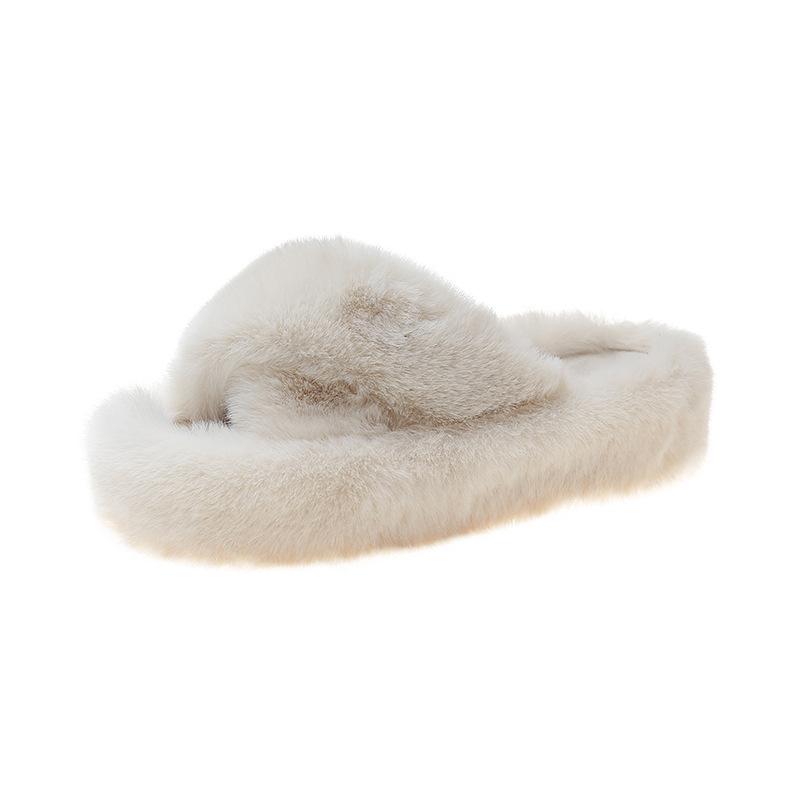 

Foreign trade large size 2025 new thickened Korean version cross flat bottom fashion word Mao Mao shoes women s slippers manufacturer 35