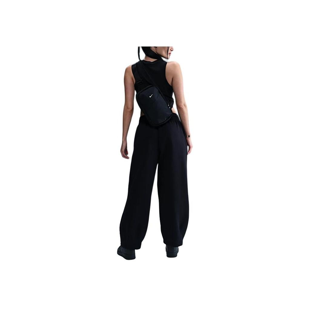 Nike Sportswear Phoenix Fleece Solid Color Mid Waist Fashion Versatile Fleece Tapered Casual Pants Women Bottoms Black Sail-White HJ0899-010