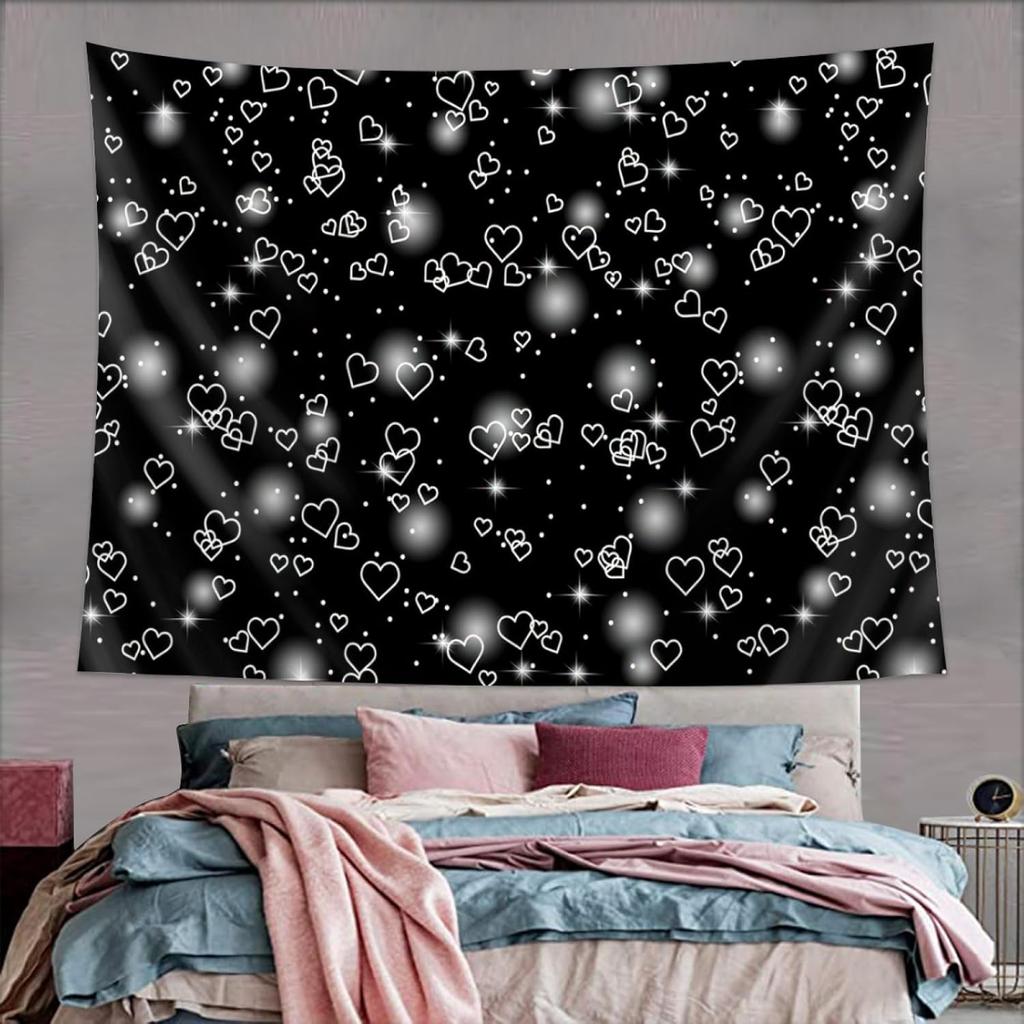 Early 2000s Tapestry Heart Tapestries 90s Aesthetic Wall Hanging Decor for Bedroom Living Room College Dorm Old School Backdrop