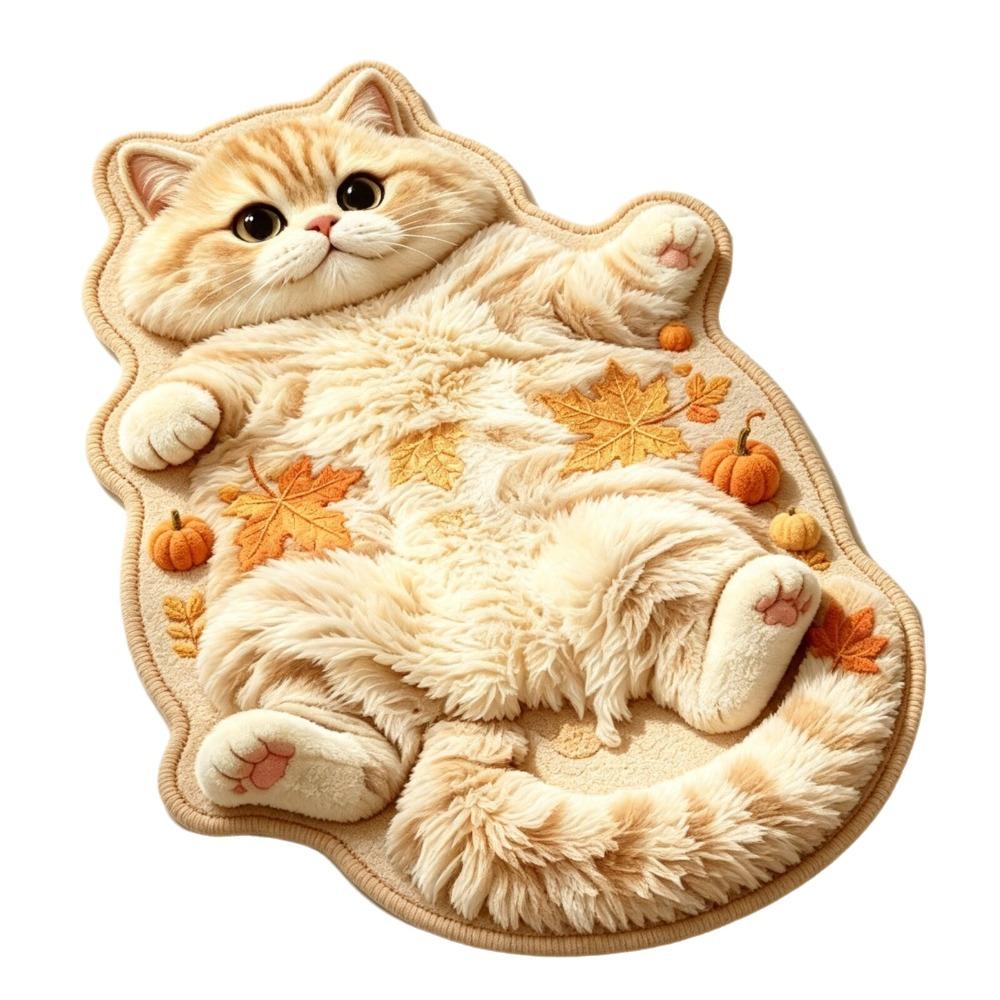 2D Cat-Shaped Area Rug Non-Slip Cartoon Carpet Cute Home Decor Carpet  Living Rooms