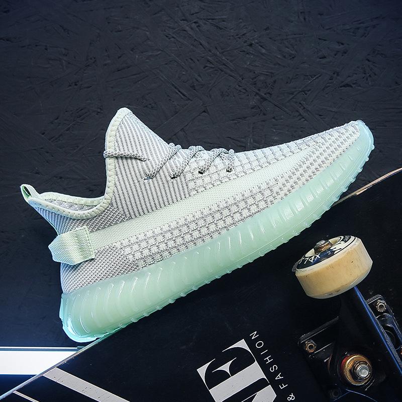 

Мужские и женские кокосовые туфли сетчатые дышащие вязаные спортивные туфли осенние популярные кроссовки для бега 44 зелёный