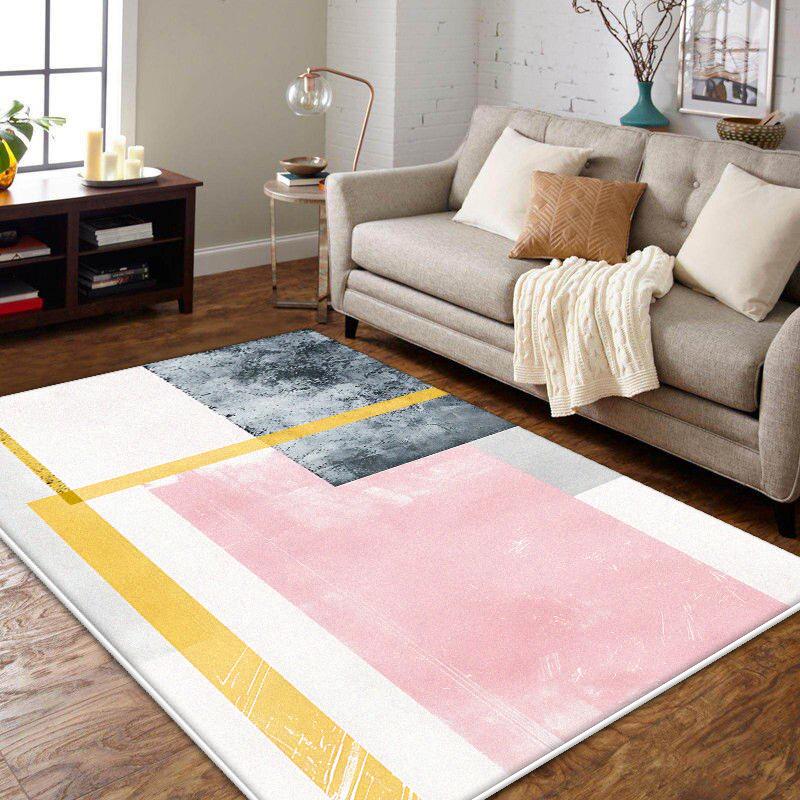 Nordic Geometric Living Room Carpet Modern Decoration Home Sofa Large Rugs Bedroom Bedhead Soft Anti Slip Mat Plush Washable
