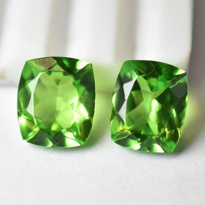 Natural Green Sapphire Loose Gemstone 14.95 Ct Cushion Cut Pair September Birthday Birthstone