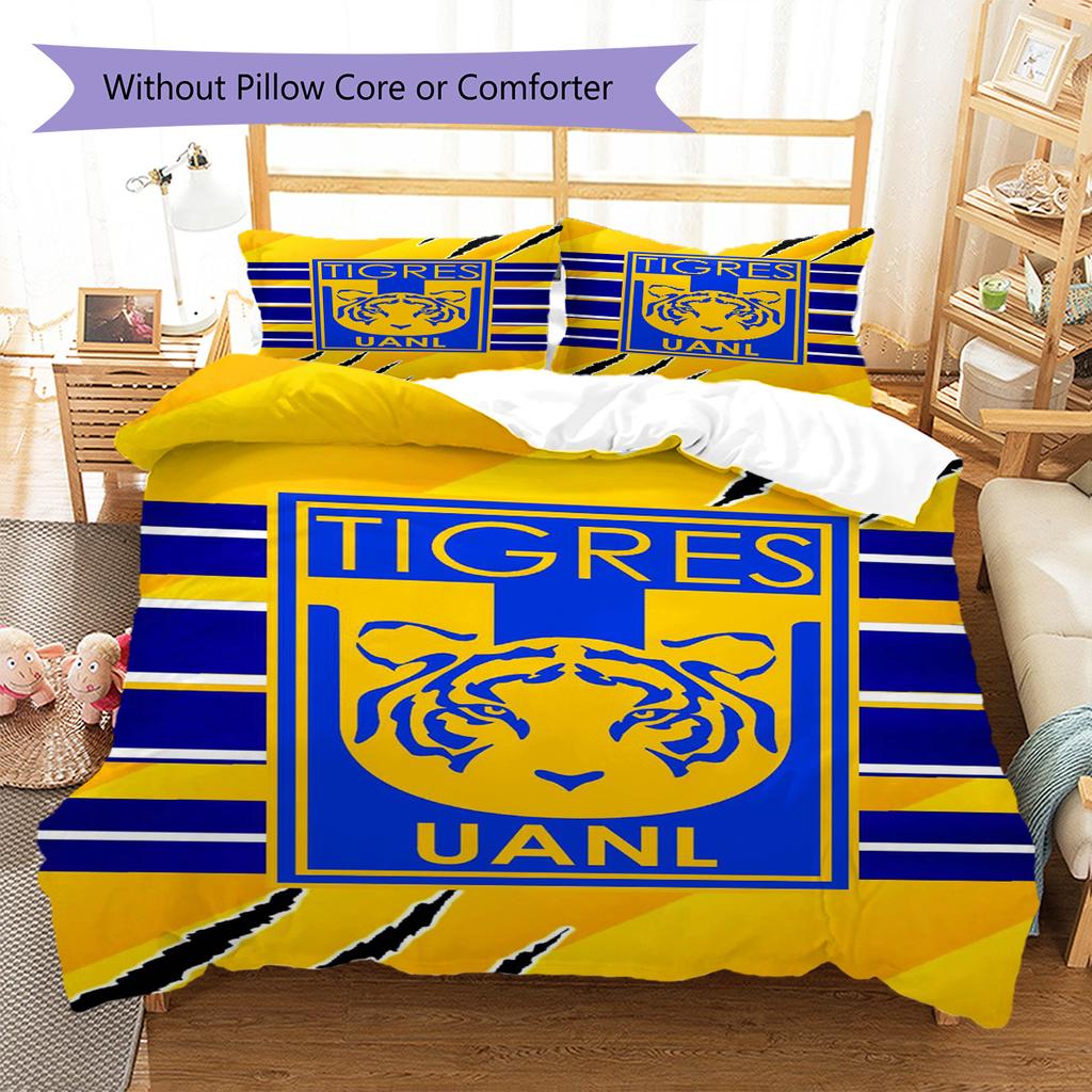 Tigres UANL Muster Bettwäsche-Set Bettbezug Kissenbezug Heimdekoration Geschenk (1 Bettbezug + 2 Kissenbezüge, ohne Füllung)