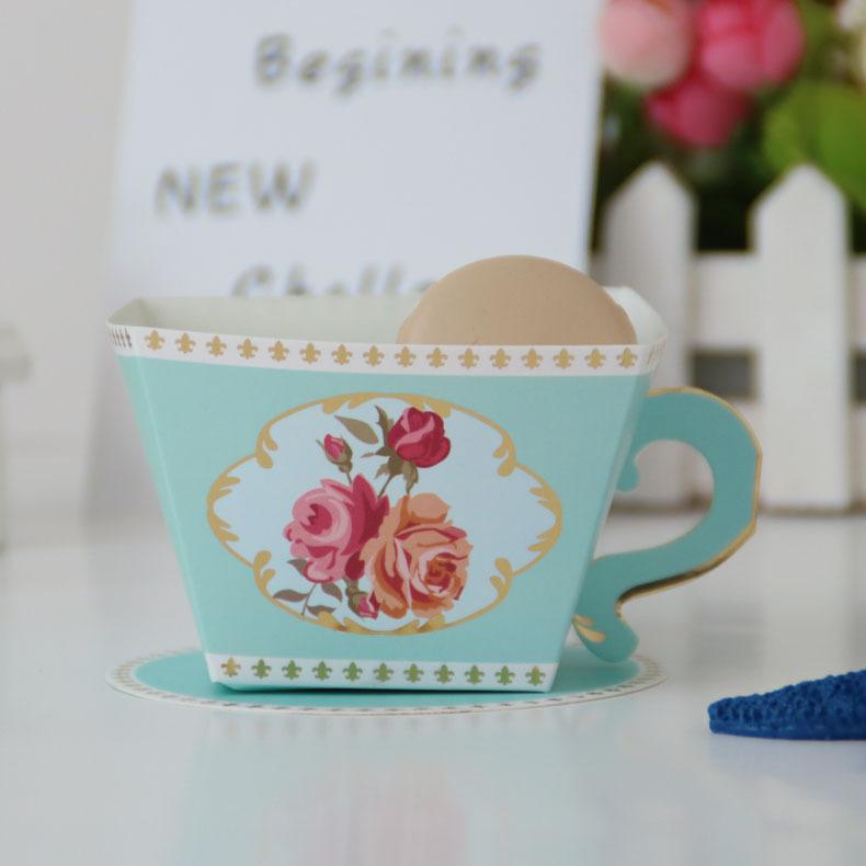 

European-Style Happy Candy Box Bronzing Teacup Teapot Set, Personalized And Creative Retro Paper Cup Pastry Box