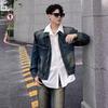 Men's Distressed Retro Slim-fit Denim Jacket - Casual Zipper Outerwear for Spring & Autumn.