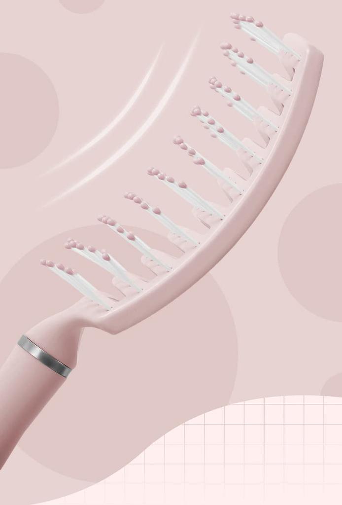 BEWAVE Hair Brush for Blow Breathable Curved Detangling Brush for Men and and Straight Pink Drying, Women, Wet, Dry, Curly, Thick, Hair,