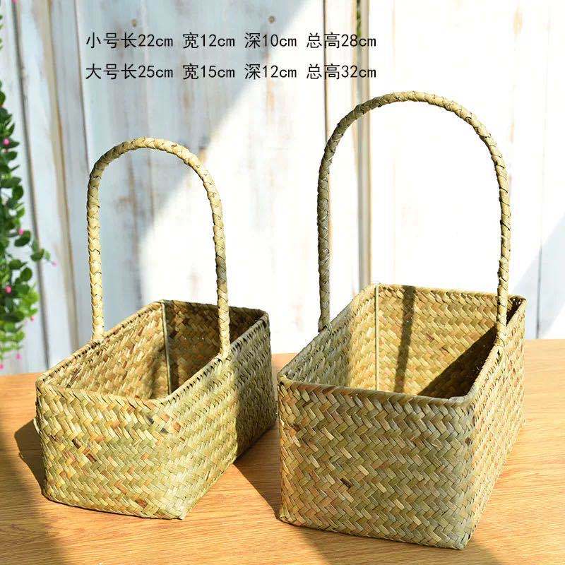 Flower basket rattan hand-held basket straw bamboo weaving hand-inserted flower basket simulation small flower basket plant basket