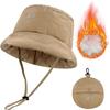 1Pc Lightweight Folding Padded Warm Hats Women Winter Bucket Hat Waterproof Cap