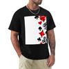 Gray Background With Polygonal Playing Cards Symbols Tshirt Casual Minimalist Short Sleeve Top