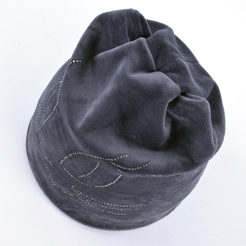 Winter Beanie Hats For Women Cut Hat With Rhinestone Cat Pattern Beanie with Ear Velvet Hat For Girl
