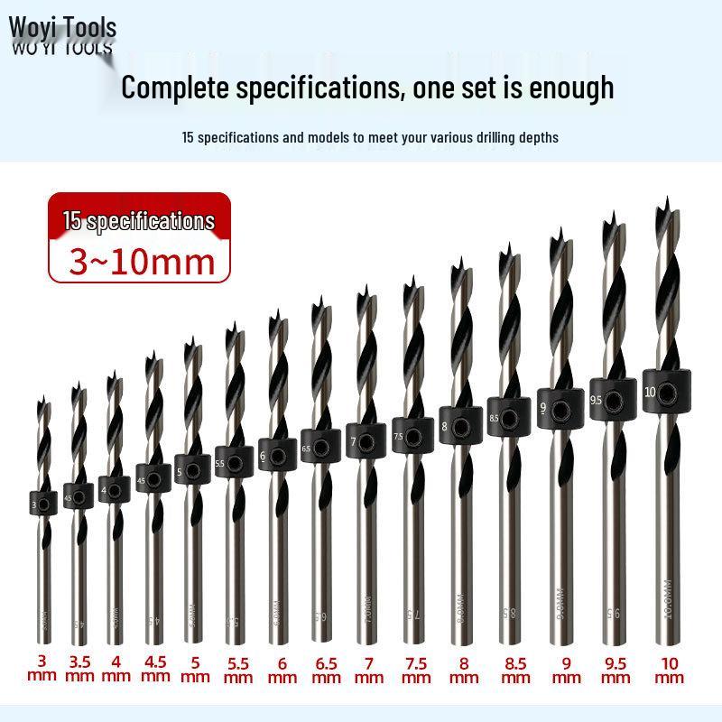 Carbon Steel Three-Point Twist Drill Bit for Hardwood and Enlargement - Compatible with Hand and Pillar Drills