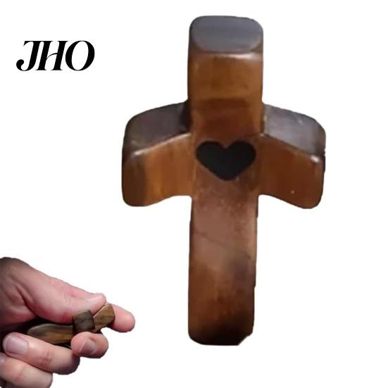 Portable Wooden Cross Olive Wood Pocket Smooth Texture Pocket-sized Stress Relief Spiritual Handcrafted Companion My Heart Encouragement Gift