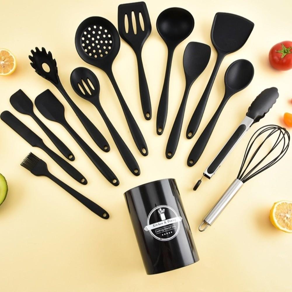 12pcs Heat Resistant Non-Stick Cookware Set Silicone Baking Shovel Soup Spoon  Kitchen Use