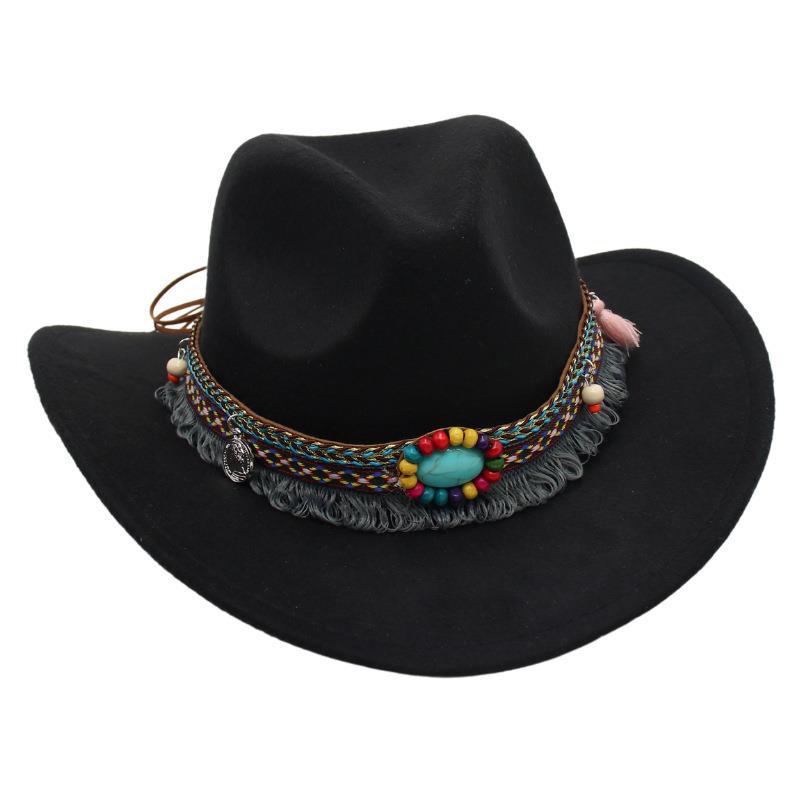 British Jazz Hat Big Eave Hat Square Ribbon French Top Hat Men'S And Women'S Cashmere Felt Hat