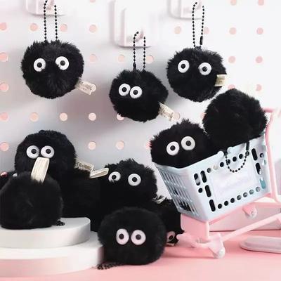 1pz Portachiavi Anime Pallina di Carbone Nera, Ciondolo Peluche Zaino Piccolo Ciondolo Accessori per Coppia Decorazione Bambola Regalo
