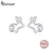 Bamoer Sketch Rabbit Bunny Stud Earrings for Women 925 Silver Ear Studs Jewelry Gifts for Girl Fashion Jewelry Gift SCE698