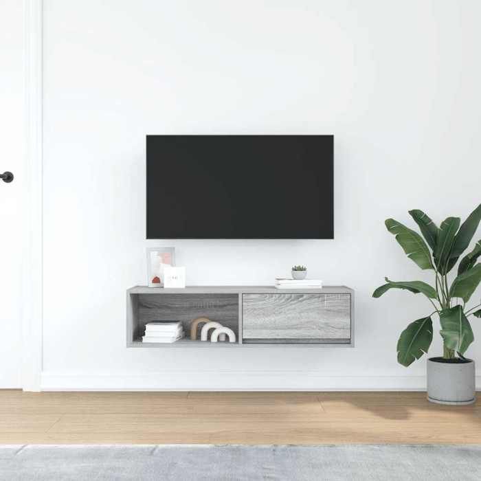 VidaXL TV Cabinet Sonoma Grey 100x31x25.5 Cm Engineered Wood, TV Stand, Hi-fi Cabinet, Entertainment Center, TV Buffet, 861482
