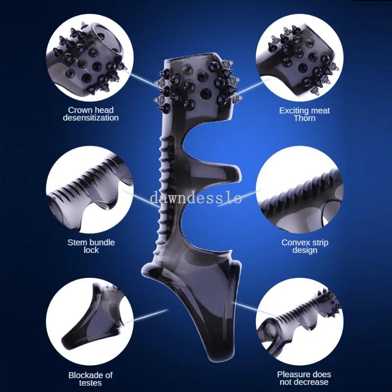 Silicone Reusable Bondage Delayed Ejaculation Penis Rooster Chastity Set Sex Toys For Men Stimulate Women Clitoris Sex Products