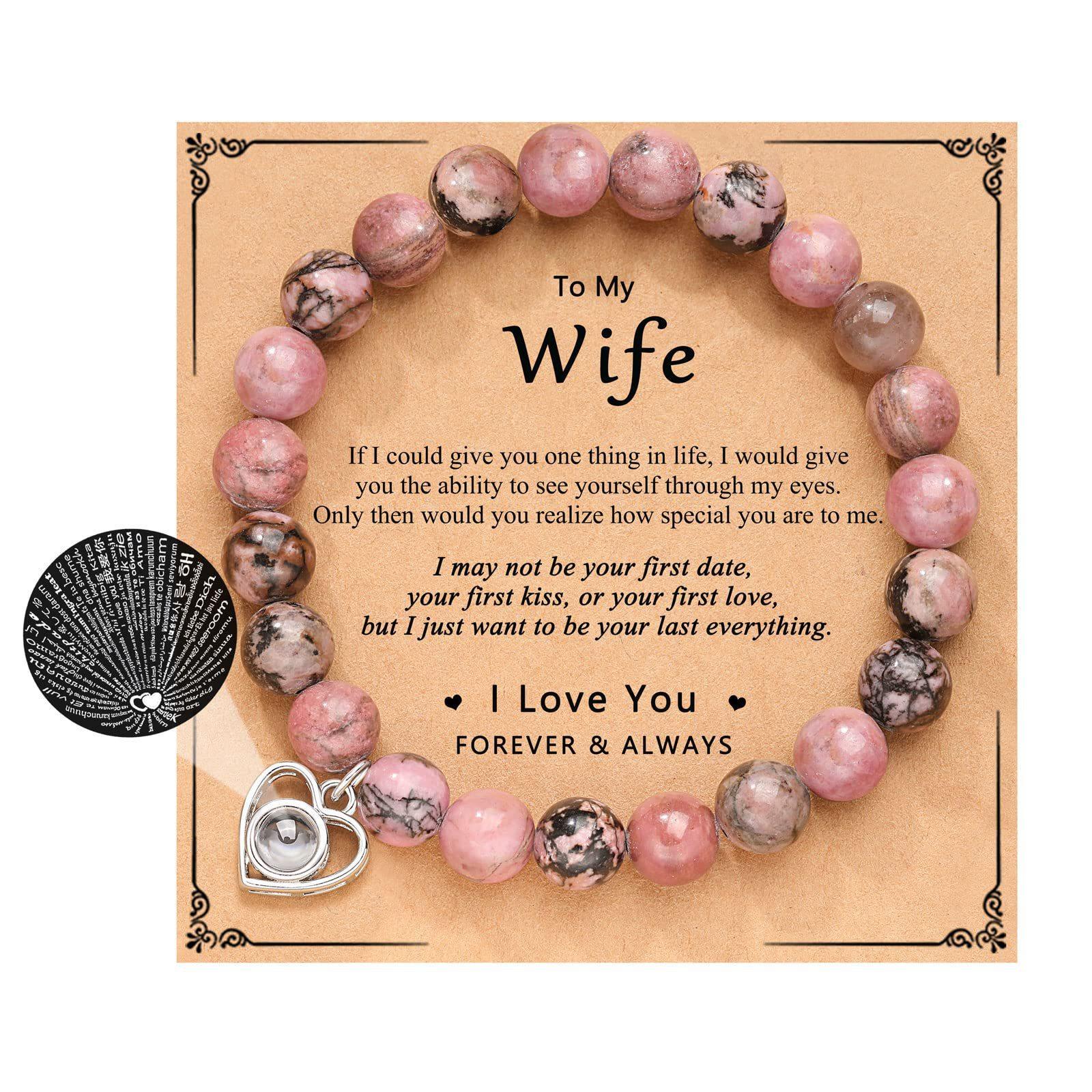 I Love You 100 Language Bracelet Couples Gifts for Girlfriend, My Love, Soulmate, Anniversary Valentines Day Birthday Bracelets