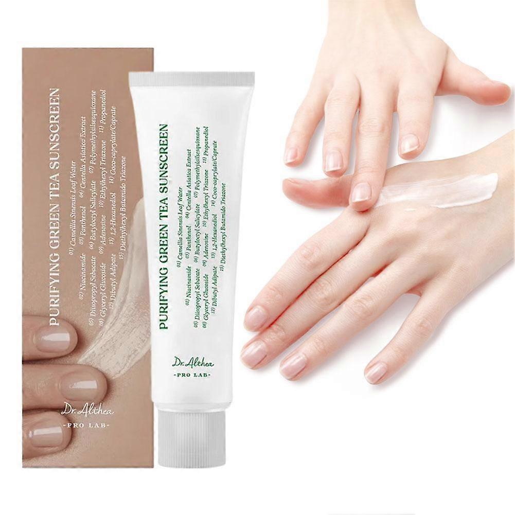 50ml Natürliche Grüntee-Sonnencreme Sanfter Schutz Hohe Effizienz Sonnenschutz Erfrischend Nicht Fettend Leicht Atmungsaktiv Unsichtbar