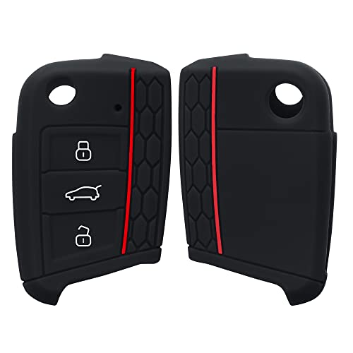 

kwmobile Key Cover Compatible with: VW Golf 7 MK7 3-Button Car Key Key Case - Protective Case Key Case Car Key Silicone Black