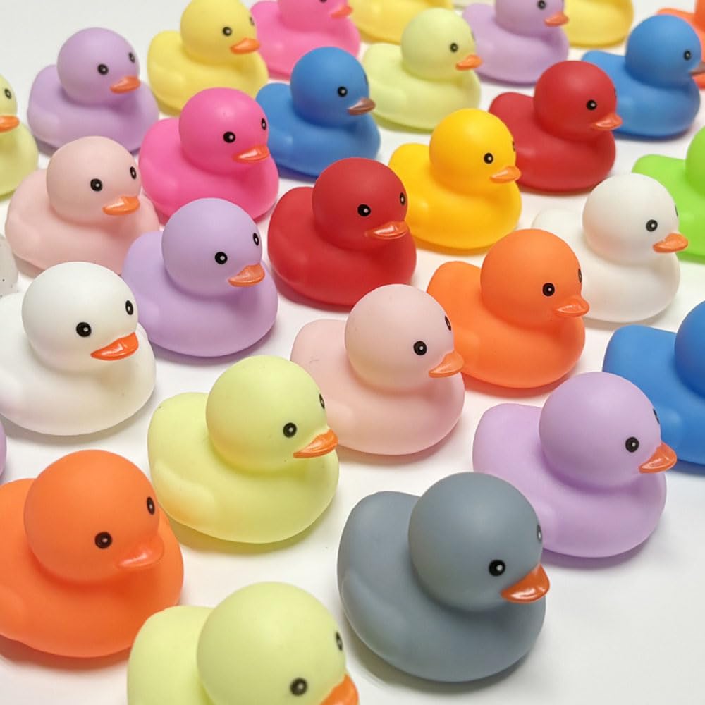 JIMIGUGU Duck Bath Toys, Set of 30, Colorful, Floating, Sound-Making Duck Toys for Pool, Bath, Decoration, Festival, or As a Prize