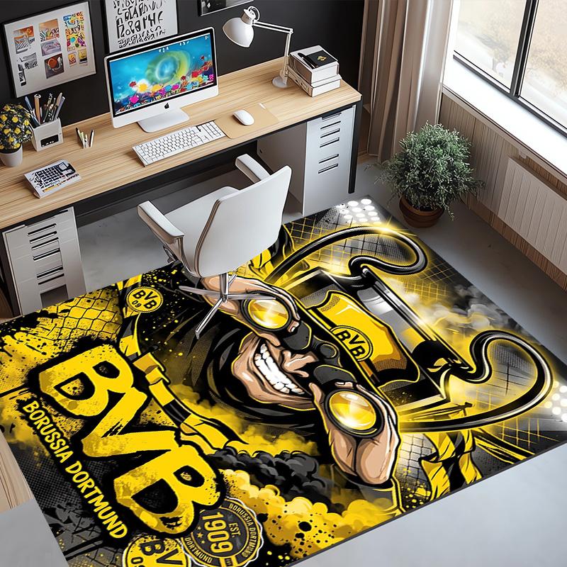 Borussia DortmundBVB Pattern Rug, Indoor/Outdoor Mat, for Picnic, Gameroom, Bedroom, Office, Living Room, Home Decor Carpet, Birthday Gift