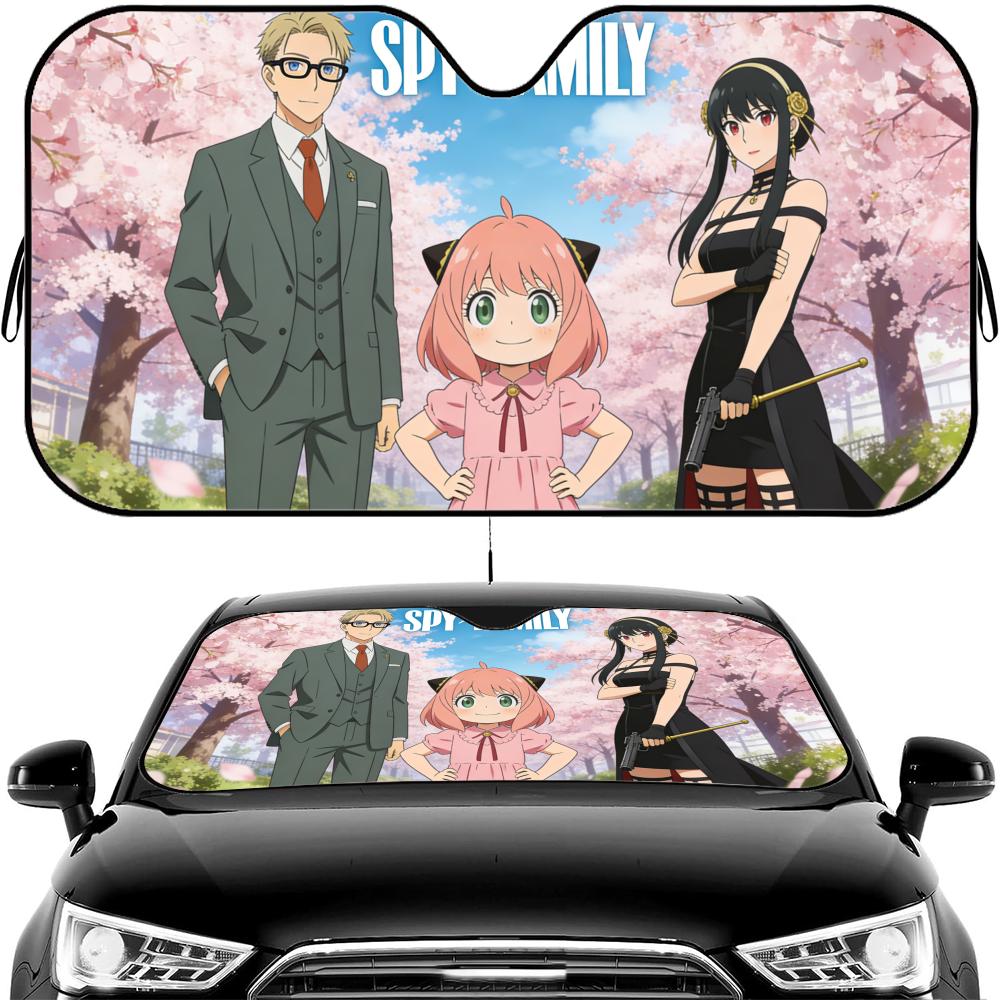 Anime S-Spy X Family Sun Visor Car Windshield Sun Shade Front Window Sunshade UV Block Heat Insulation Cover Parasol