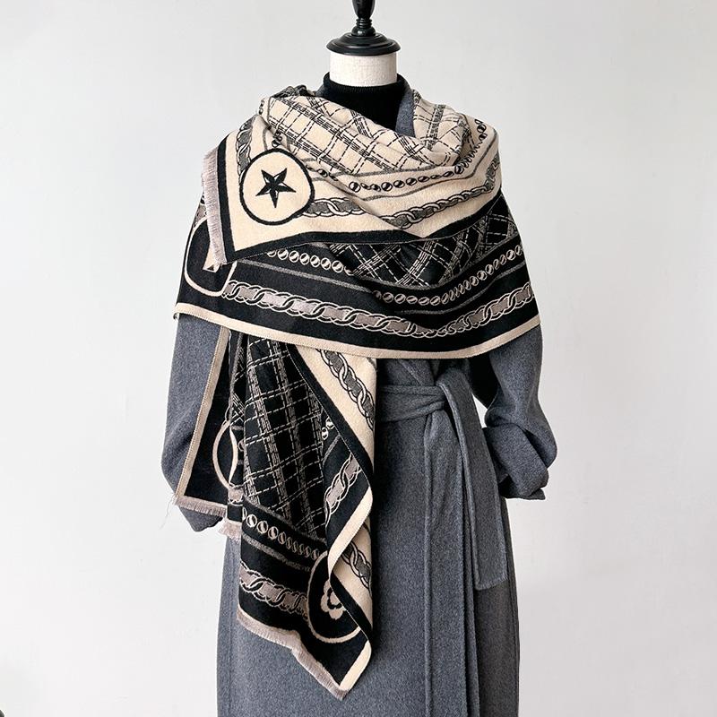 

Luxury Design Winter Two-Sided Cashmere Jacquard Scarves High Quality Women Thicken Wrap Shawl Ladies Wool Pashmina Scarf