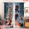 2pcs 2D Flat Printing Christmas Curtains Candy Cane Gingerbread Snowmen and Squirrels Digital Printed Polyester Drapes Festive