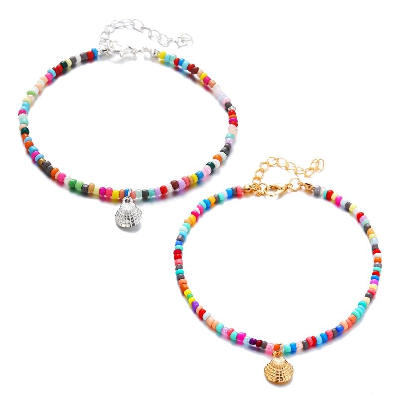 Adjustable Beaded Anklets Beach Ankle Bracelet Bohemian Colorful Beads Anklets Cute Women Girls Summer Foot Jewelry