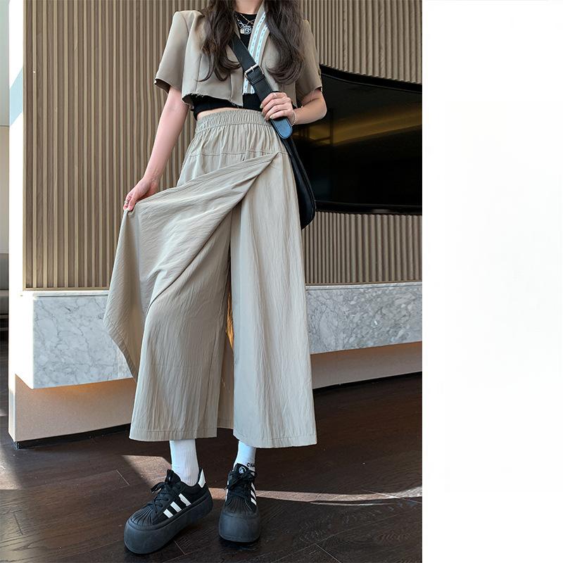 Sommer Schlitz Hüftrock Hochtailliert Anhänger Weitbeinige Hose