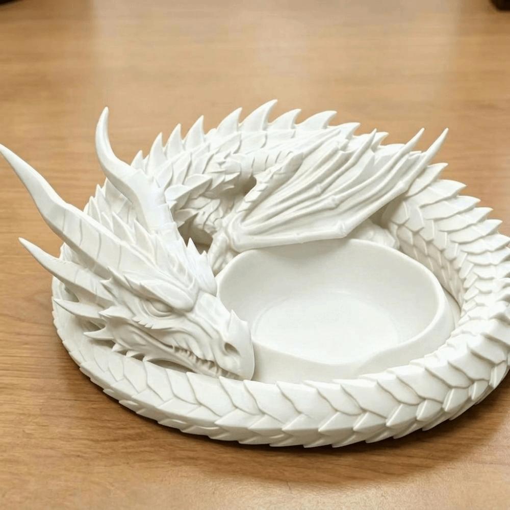 

Dark Style 3D Printing Dragon Tray Decorative Key Ring Storage Case Key Holder білий