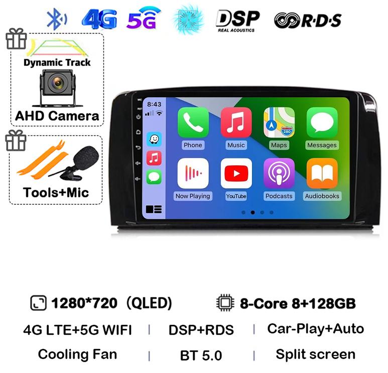 Android 14 Carplay For Mercedes Benz R-Class R Class W251 R280 R300 R320 2005-2017 Car Radio Multimedia Video Player GPS Stereo