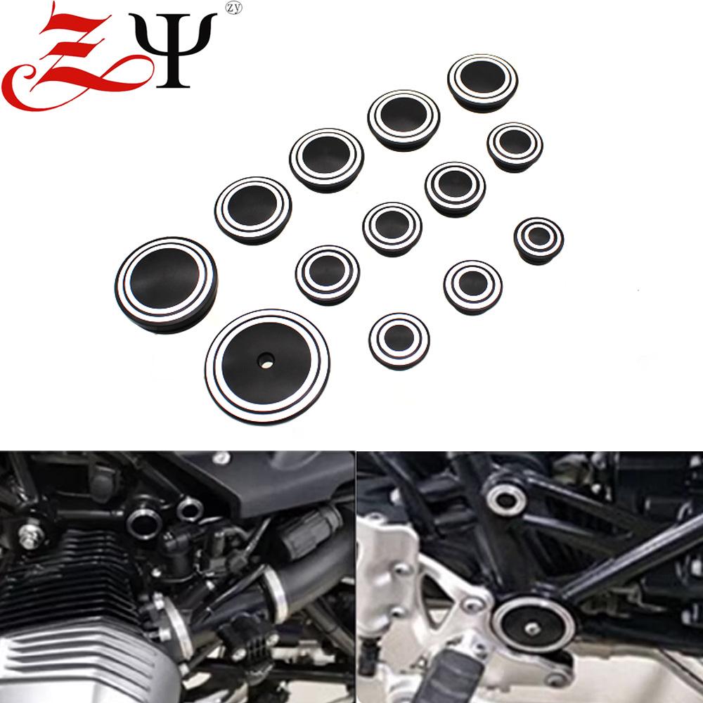 BMW R nineT Frame Cover and Screw Plug Set, Compatible with 2014-2022 Models Black