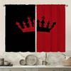 2pcs Red & Black Crown Print Curtains – For Bedroom   Living Room & Kitchen Home Decor