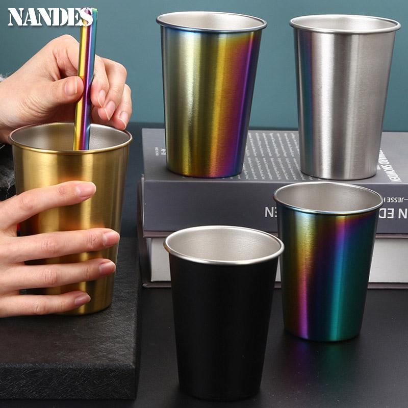 350/500ml Stainless Steel Cups Household Office Bar Kitchen Drinks Coffee Tumbler Tea Drinking Beer Mug Metal Travel Drink Cup