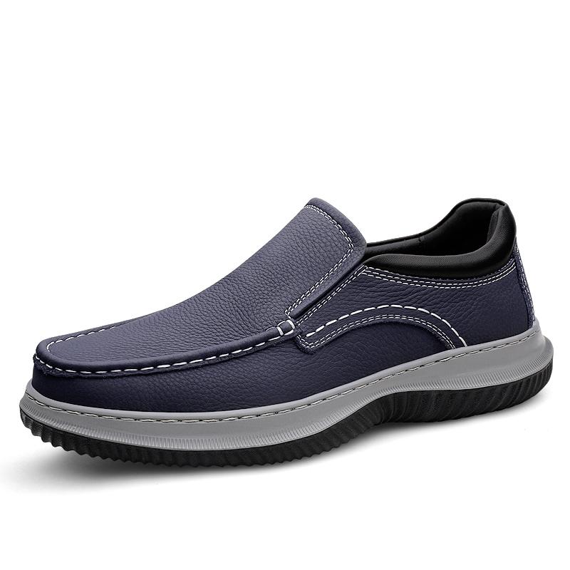 

МодаНатуральная кожа Мужская повседневная кожаная обувь Летние мокасины без застежек Горячая распродажа Дискотеки мужские универсальные мокасины для отдыха и прогулок 46 синий